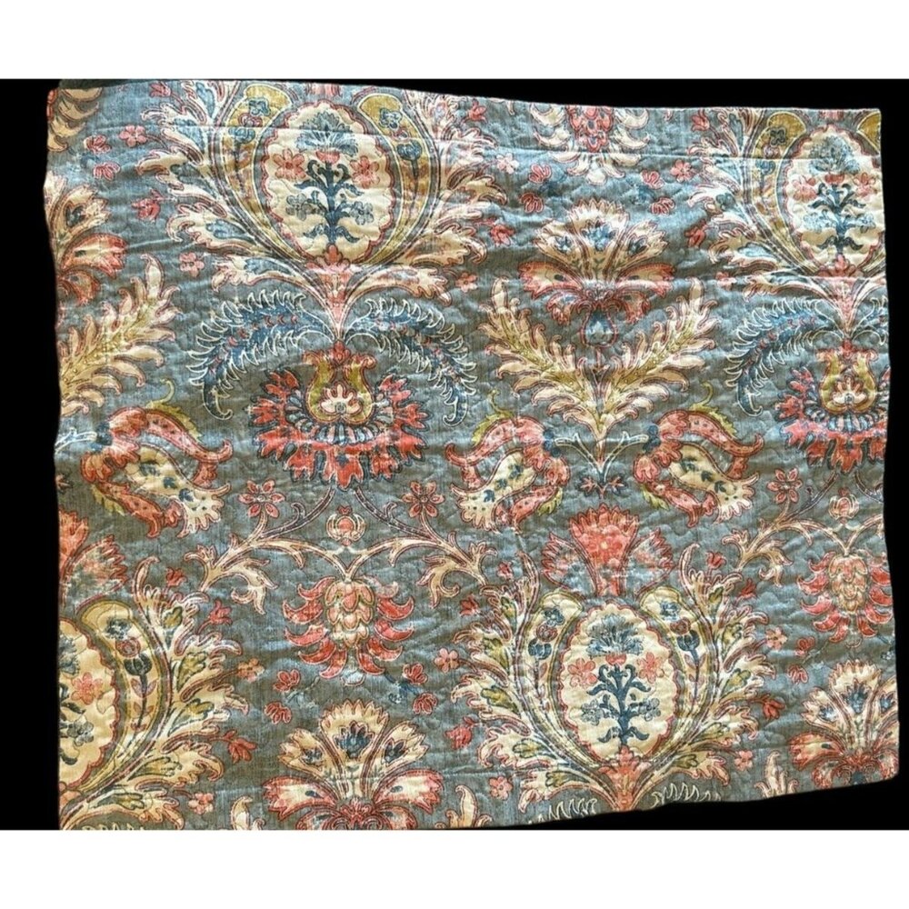 Set of 2 Waverly Quilted Pillow Sham~Floral Plaid Reversible~Cotton~Standard
